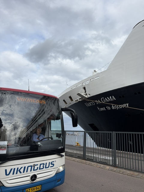Vikingbus-Reisebus vor Vasco da Gama Kreuzfahrtschiff Hafen